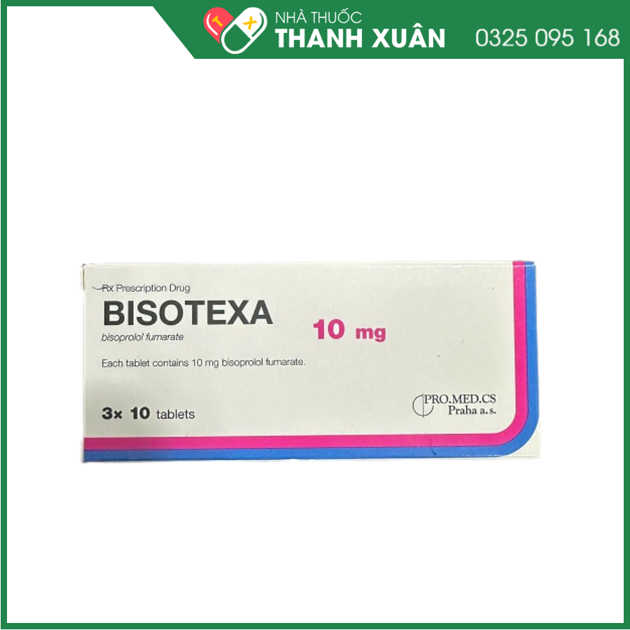 Bisotexa 10 mg điều trị tăng huyết áp, đau thắt ngực, suy tim mạn ổn định kèm suy giảm chức năng tâm thất trái